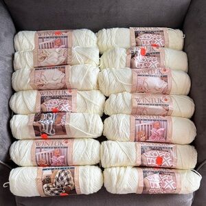 NEW Vintage Caron Wintuk No Dye Lot Yarn Bundle Off White Cream 14 Skeins